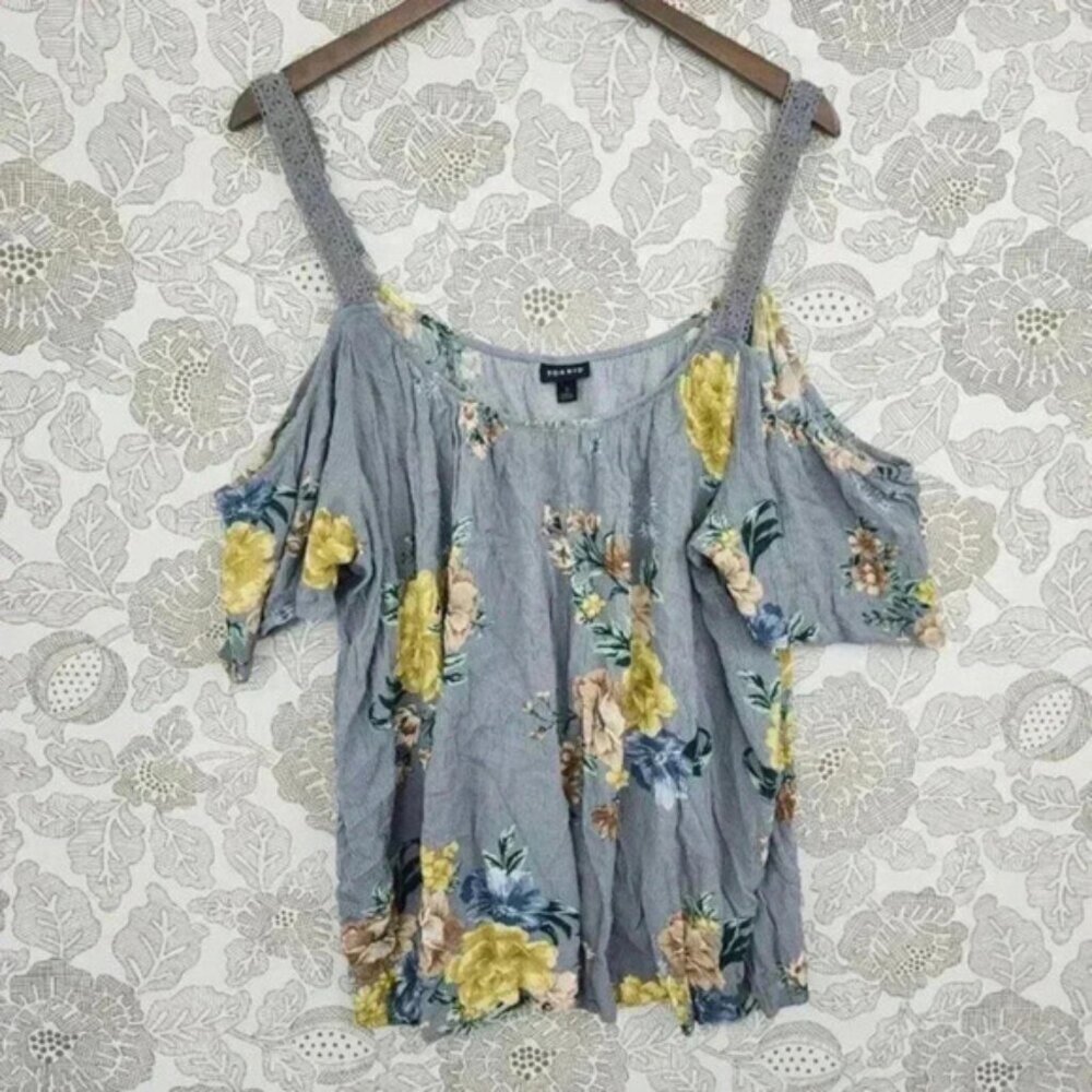 Torrid Women's Blouse 3X Cold Shoulder Spaghetti Strap Floral‎